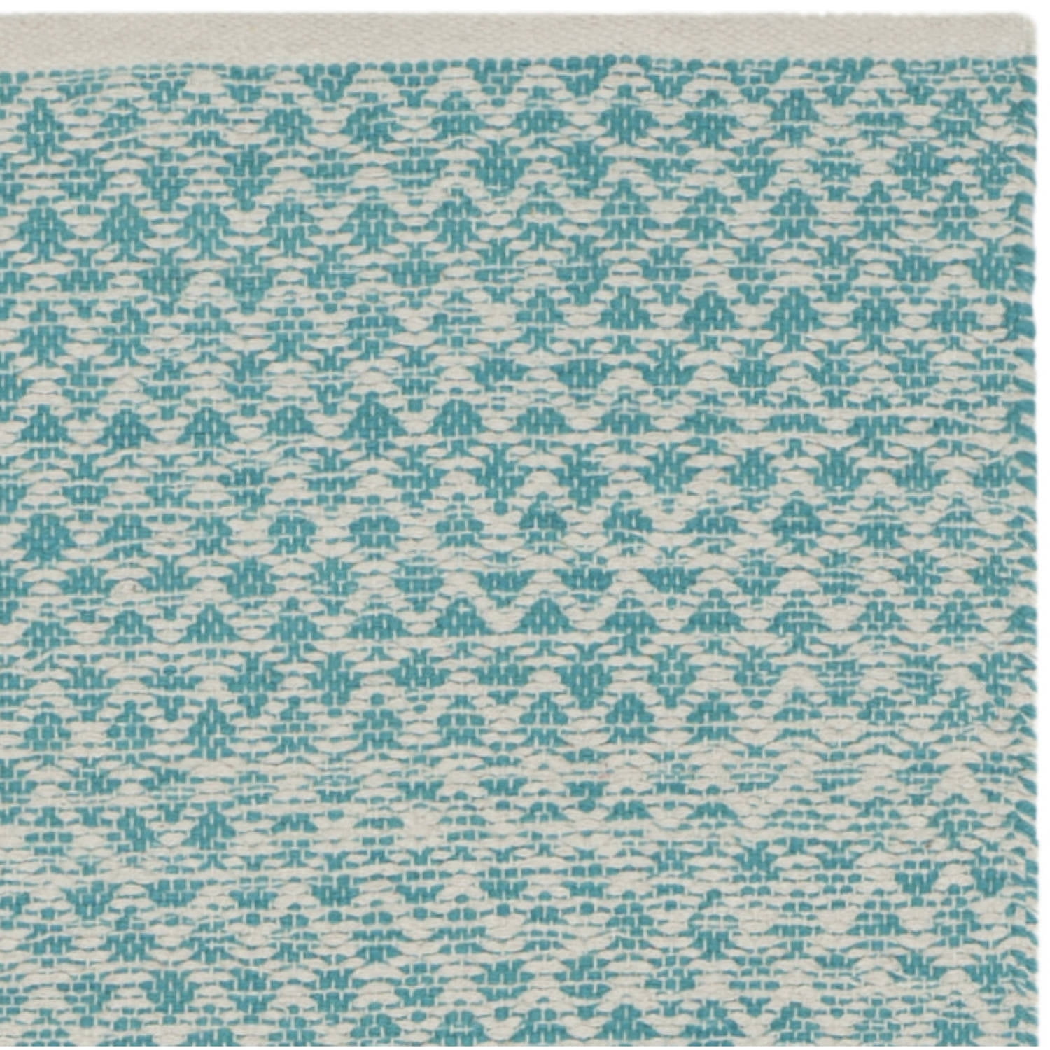 SAFAVIEH Montauk Vaughn Geometric Cotton Runner Rug, Turquoise/Ivory, 2'3" x 7'