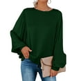 thumbnail image 1 of ZANZEA Chemises Décontractées en Soie à Manches Bouffantes à Col Rond pour Femmes, Blouse de Boîte de Nuit, Hauts, 1 of 7