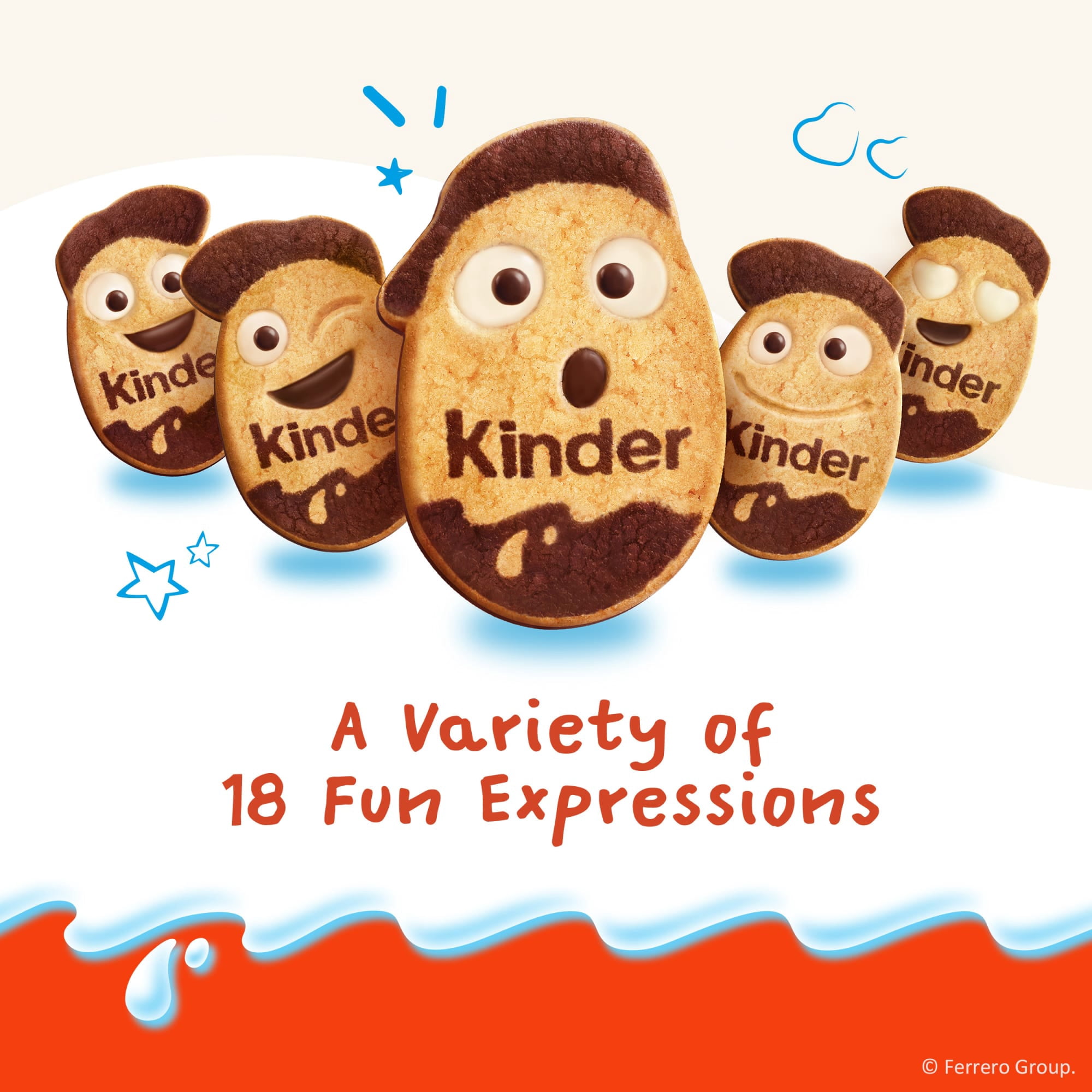(12 pack) Kinder Kinderini Shortbread Cookies, Crunchy Biscuits Snack with Fun Expressions, Resealable Bag, 8.8 oz
