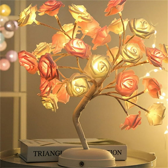 Beautiful Rose Bouquet LED Tree Table Lamp Lights Party Wedding Home Decor Gift Holiday Saving Gifts
