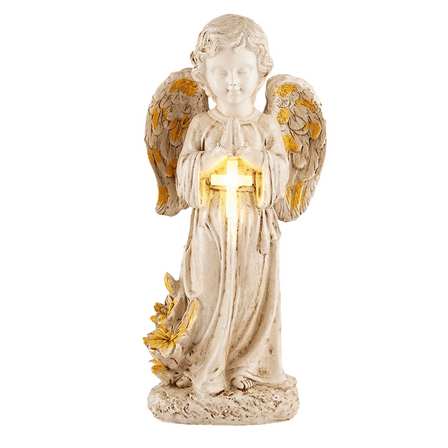 Solar Angel Statues for Outside Garden,12 Inch Figurines Light Cemetery Decorations,Yard Decor
