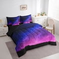 thumbnail image 3 of jejeloiu Outer Space Nebula 7pcs Bedding Comforter Set,Pink Blue Ombre Queen Bedding Sets For Girls Reversible, 3 of 8