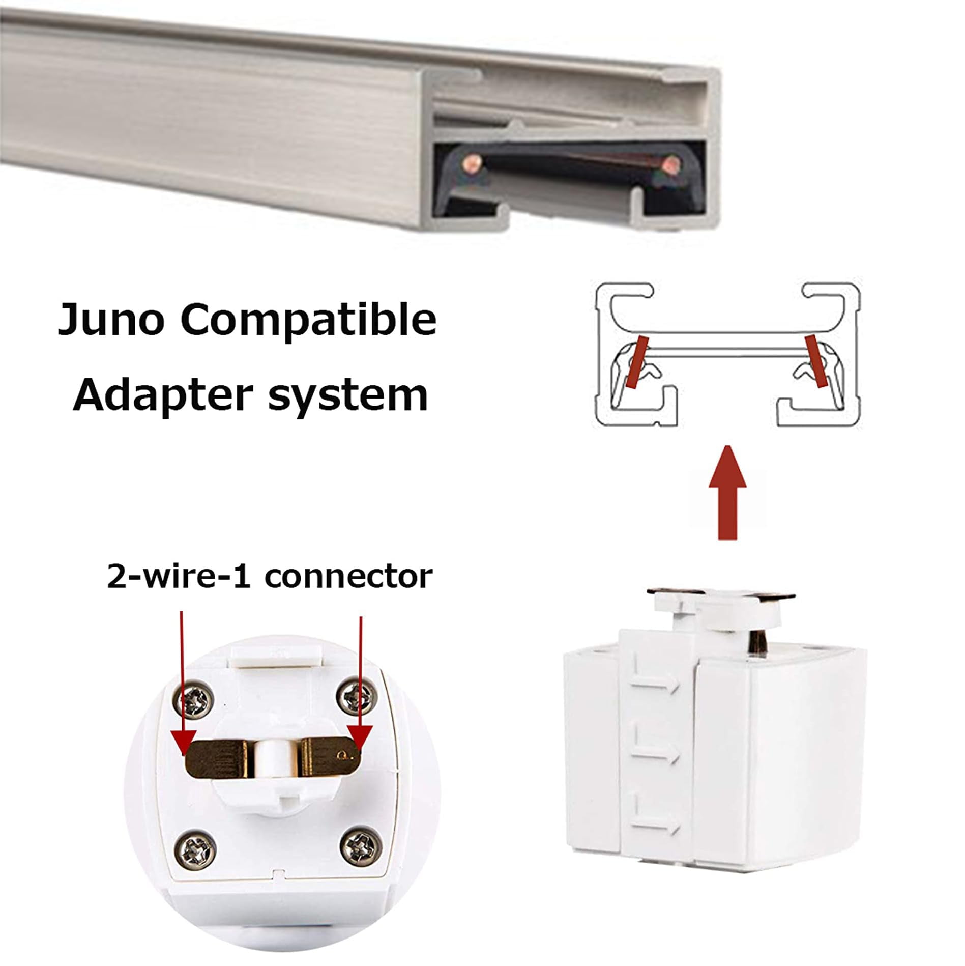 Kiven J Track Lighting Rails Kit for 4/5/6 inch Hole, 2-Wire-1 120V J Style Track System with End Caps, Convert Recessed Light to Track System for LED Track Light Heads Picture Light PJ0974