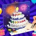 thumbnail image 3 of 3D Fly-out Birthday Card Light Music Happy Birthday Glowing Greeting Card with Cake Design Interactive Birthday Card, 3 of 7