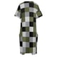 thumbnail image 5 of Vestido de bolsillo suelto para mujer vestidos de ocasión formal diseño cuadrado cuadros lineales verde salvia negro gris blanco, 5 of 7