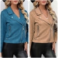 thumbnail image 4 of Chaqueta de mujeres Chaqueta de motociclista para mujer, solapa con muesca, cremallera, manga larga, bolsillos, abrigo informal 1 1, 4 of 5