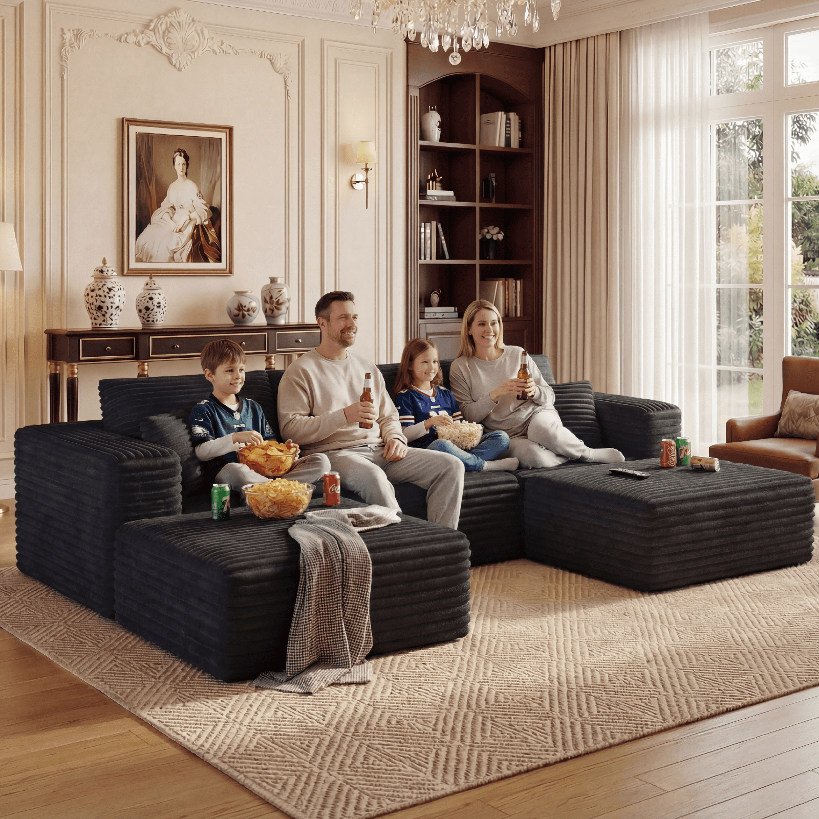 Cubente 108" Sectional Couch, Cloud Sofa, Boneless Couch No Assembly Required Modular Couch U-shaped Couch for Living Room