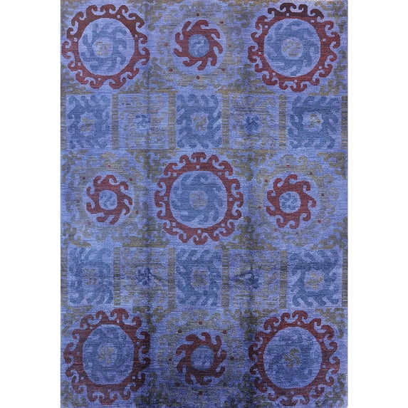 Ahgly Company Machine Washable Indoor Rectangle Industrial Modern CornflowerBlue Area Rugs, 5' x 7'
