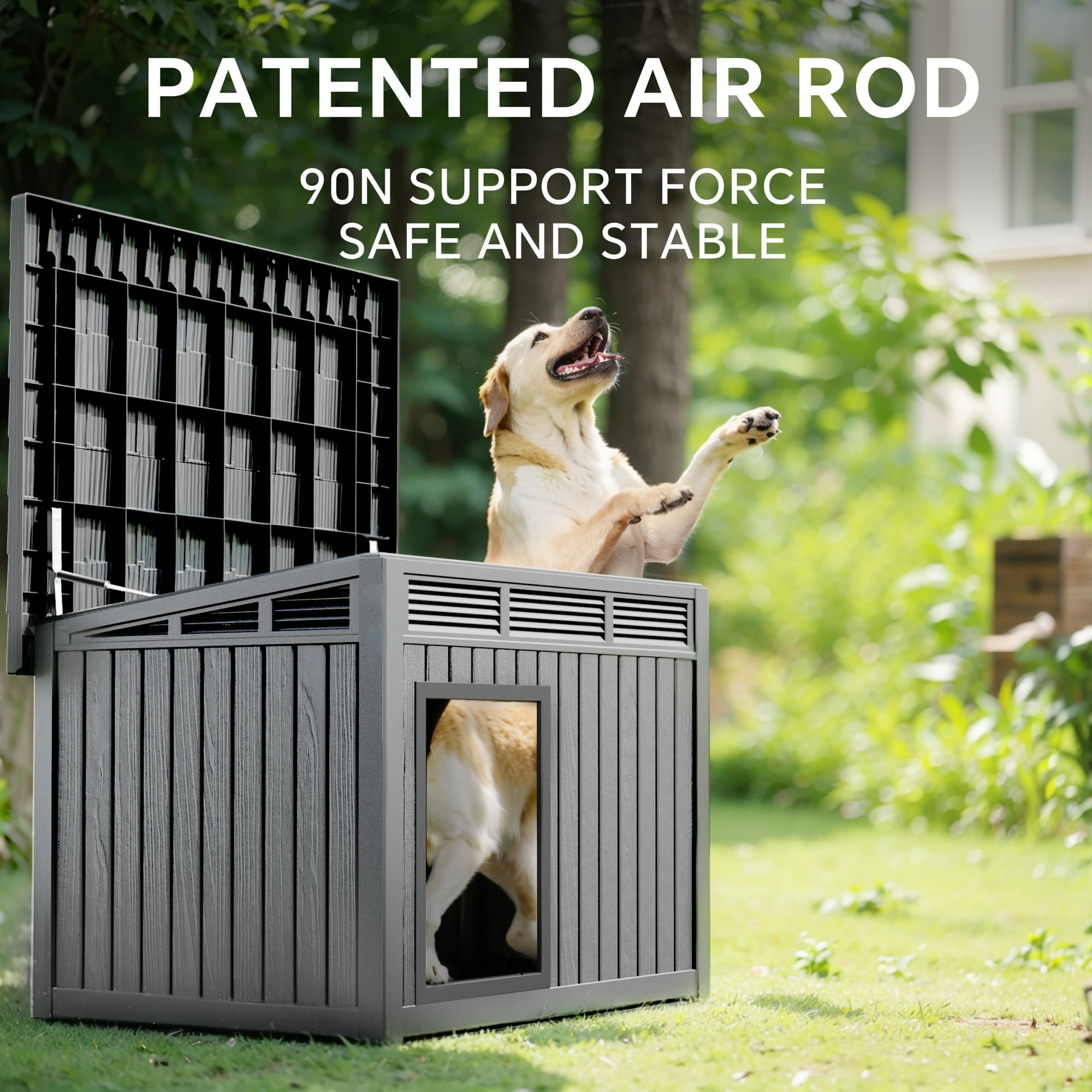 Large Dog House for Indoor & Outdoor, Weatherproof & Removable Roof, Fits Small to Large Dogs