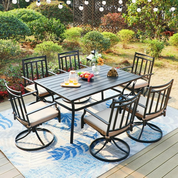 MF Studio 7Piece Outdoor Dining Set with Swivel Cushioned Chairs