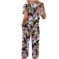 thumbnail image 5 of Tnhcen Women's Cotton Pajamas Sets Short Sleeve Tops Capri Pants Sleepwear Loungewear with Pockets Homewear Set S-2XL, 5 of 7