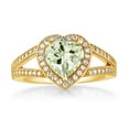 thumbnail image 2 of Gem Stone King 18K Yellow Gold Plated Silver Ring Heart Shape Prasiolite and Moissanite (2.04 Cttw) (Size 6), 2 of 4
