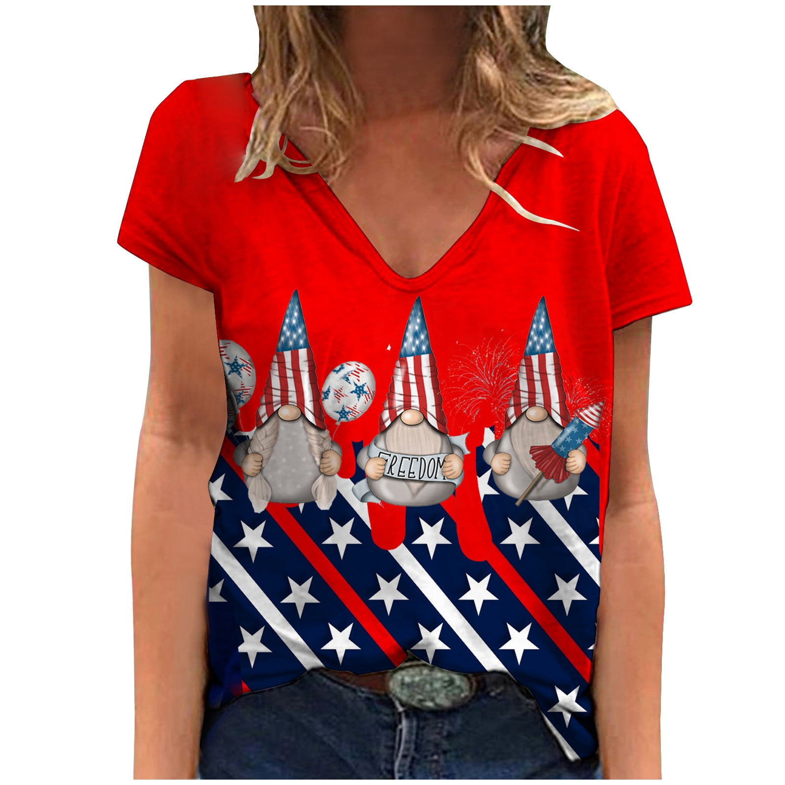 Usa Flag Shirts for Women Tops Printe Casual Loose Fit Tee Shirts Blouses  Print V-neck Shirt Cute Summer Tops Fourth of July Shirts Outfits for Women  - Walmart.com