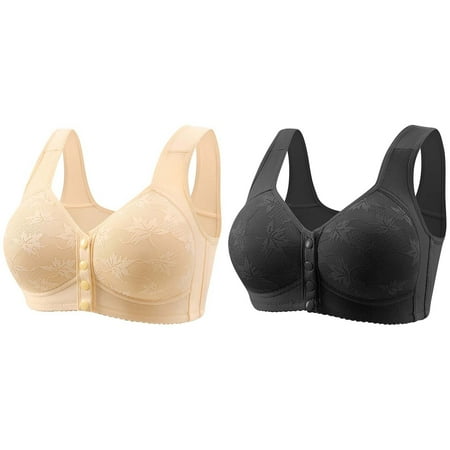 YEJIMAN Women s Fashionable and Casual Front Buttoned Underwear for Elderly People Skin Friendly and Comfortable Bra  Black Womens Underwear  Cotton Plus Size Underwear For Women