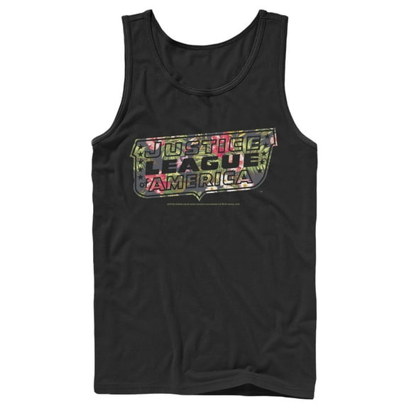 Men's Justice League Floral Logo Tank Top Black Small