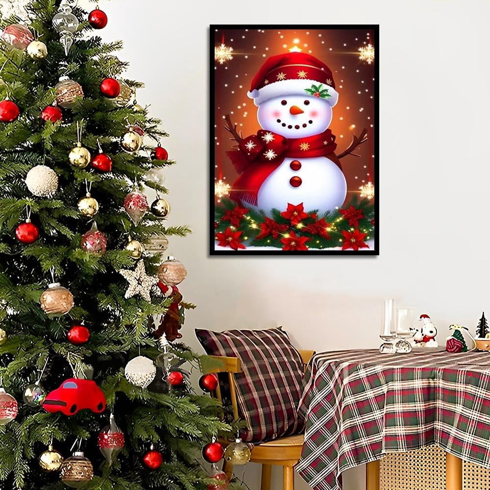 DIY 5D Diamond Painting Kit (for Adults) Diamond Painting "Christmas, Snowman" - Full Diamond Crystal Rhinestone Embroidery Craft Kit, Can Be Used as Gift, Wall Decoration