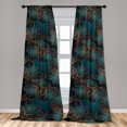 thumbnail image 2 of Floral Window Curtains, Geometric Style Retro Flower Petals with Striped Details Print Artwork, Lightweight Decor 2-Panel Set with Rod Pocket, Pair of - 28"x95", Petrol Blue and Cinnamon, by Ambesonne, 2 of 3