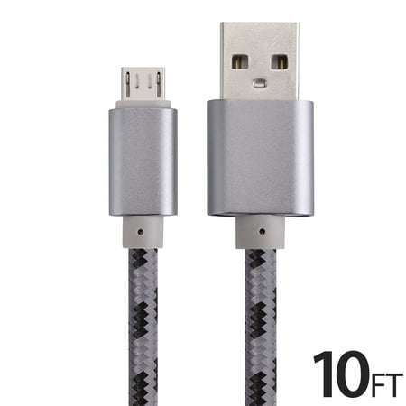 Micro USB Cable Charger for Android, FREEDOMTECH 10ft USB to Micro USB Cable Charger Cord High Speed USB2.0 Sync and Charging Cable for Samsung, HTC, Motorola, Nokia, Kindle, MP3, Tablet and