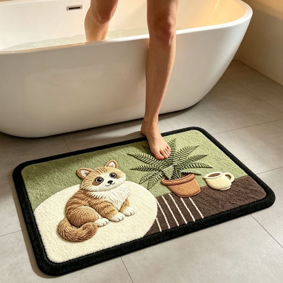 Dalxymotic Diatomaceous Earth Floor Mat, Quick Dry Absorbent Non Slip Bathroom Pad, Cute Pet Modern Stylish Home Decor, Floor Mat for Bathroom Kitchen Laundry