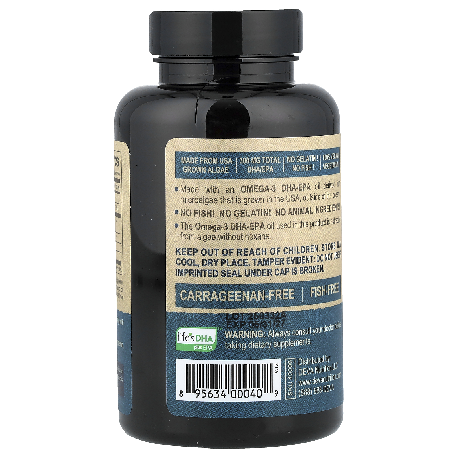 Deva Vegan Vitamins Omega 3 DHA EPA - 90 softgels