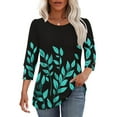 thumbnail image 6 of Rciityk Blouses for Women Casual 3/4 Sleeve Tops Summer Vintage Printed Crew Neck Button Sleeve T Shirts Summer Fall Clothes Black M, 6 of 8