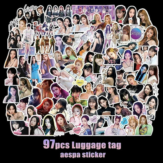 97 Pcs/ Set 2022 aespa New Album Stickers Luggage Thermal Cup Tablet Stickers aespa Cartoon Cute PVC Stickers - -