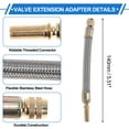 thumbnail image 3 of 1 Juego de extensión de válvula de neumático de cobre de 180 grados con extensión de vástago de válvula de neumático de acero inoxidable de 140 mm para automóvil, motocicleta, RV, camión y bicicleta, 3 of 6