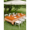 thumbnail image 2 of Rectangle Outdoor Tablecloth With Umbrella Hole And Zipper– Coral Orange Greek Key Pattern Waterproof Patio Table Cover for Party, Picnic, Backyard, 52"x70" , Geometric Modern, 2 of 8