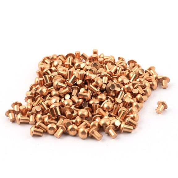 Unique Bargains 1/8' x 5/32' Copper Round Head Solid Rivets Fasteners (200-pack)
