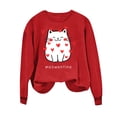thumbnail image 4 of Penkiiy Chandail en Molleton Imprimé Cœur pour Femmes Manches Longues Col Rond Décontracté Ample Vintage Amour Graphique Chandail Tops L Rouge, 4 of 4