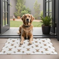 White Highland Cow Doll Pattern Door Rugs,Washable Non Slip Door Mats Indoor,Decorative Door Mats,Entry Mat Indoor for Entrance,Bedroom,Kitchen,Bathroom,20"x32"