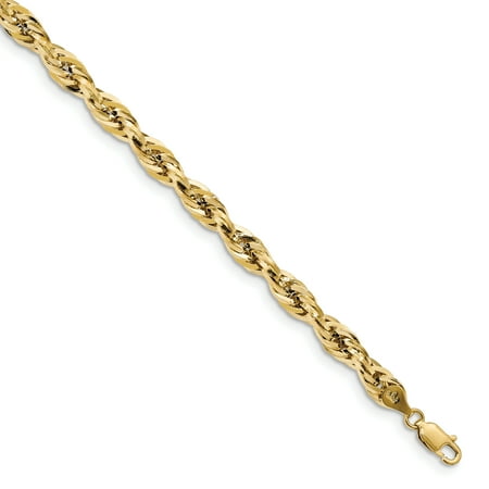 14k Yellow Gold 5.4mm Link Rope Chain Anklet Ankle Beach Bracelet 8 Inch :