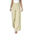 thumbnail image 2 of JOANKDMI Striped Wide Leg Pants for Women High Waisted Flowy Trousers with Sailor Button Detail Casual Dressy Work Office Wear Flattering Summer Holiday Bottoms, 2 of 8