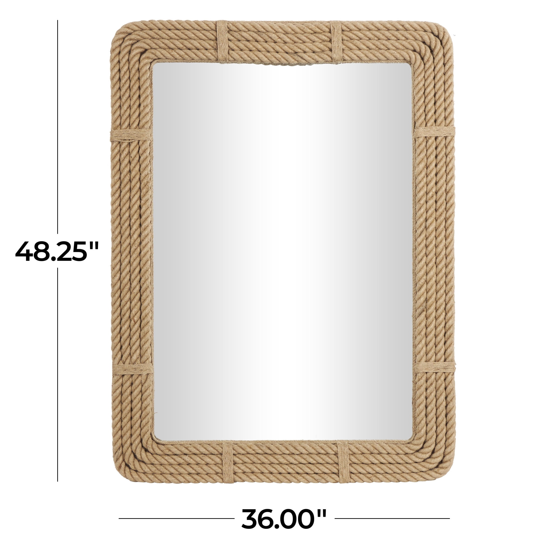 DecMode 36" x 48" Brown Handmade Woven Wall Mirror