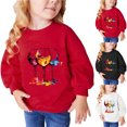thumbnail image 5 of Odeerbi Toddler Girls Crewneck Sweatshirts Pullover Sweatshirts Children's Fall Winter Sweatshirt Heart Print Long Sleeve Sweater Top Black, 5 of 5