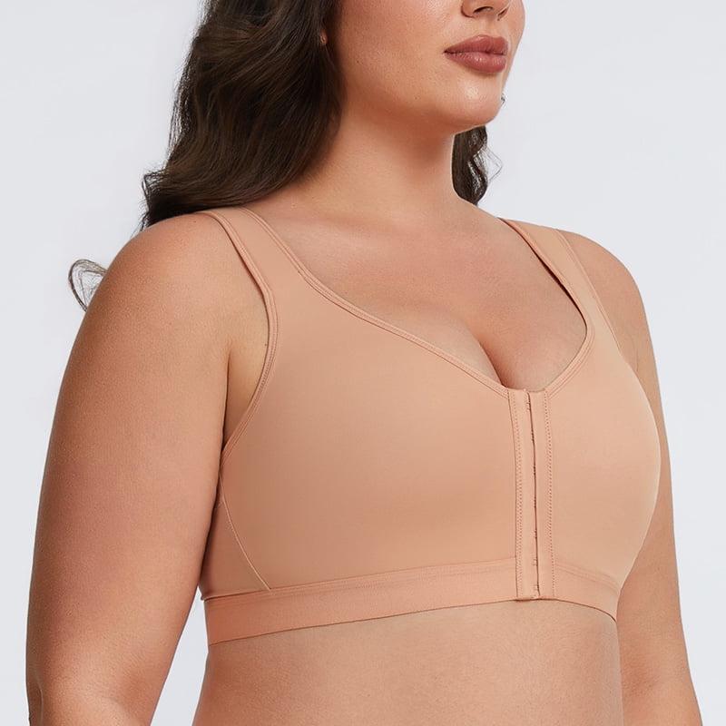 MELENECA Female Front Closure Wirefree Posture Bra for Women Cappuccino 44B