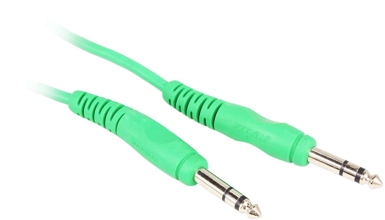 8 Rockville RCTR110G Green 10' 1/4'' TRS to 1/4'' TRS  Cable 100% Copper
