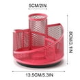 thumbnail image 2 of XIAOLE Rotating Pencil Holder for Desk, 360 Degree Rotating Pen Caddy Holders, Desk Organizer with 5 Compartments, Mesh Desktop Stationary Organizer for Home, Office (Red), 2 of 5
