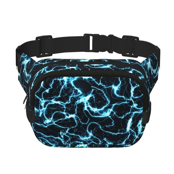 Fotbe Lightning Cangurera Cuadrada con Estampado de Doble Capa, Bolsa de Cintura Ajustable Mini para Hombres y Mujeres