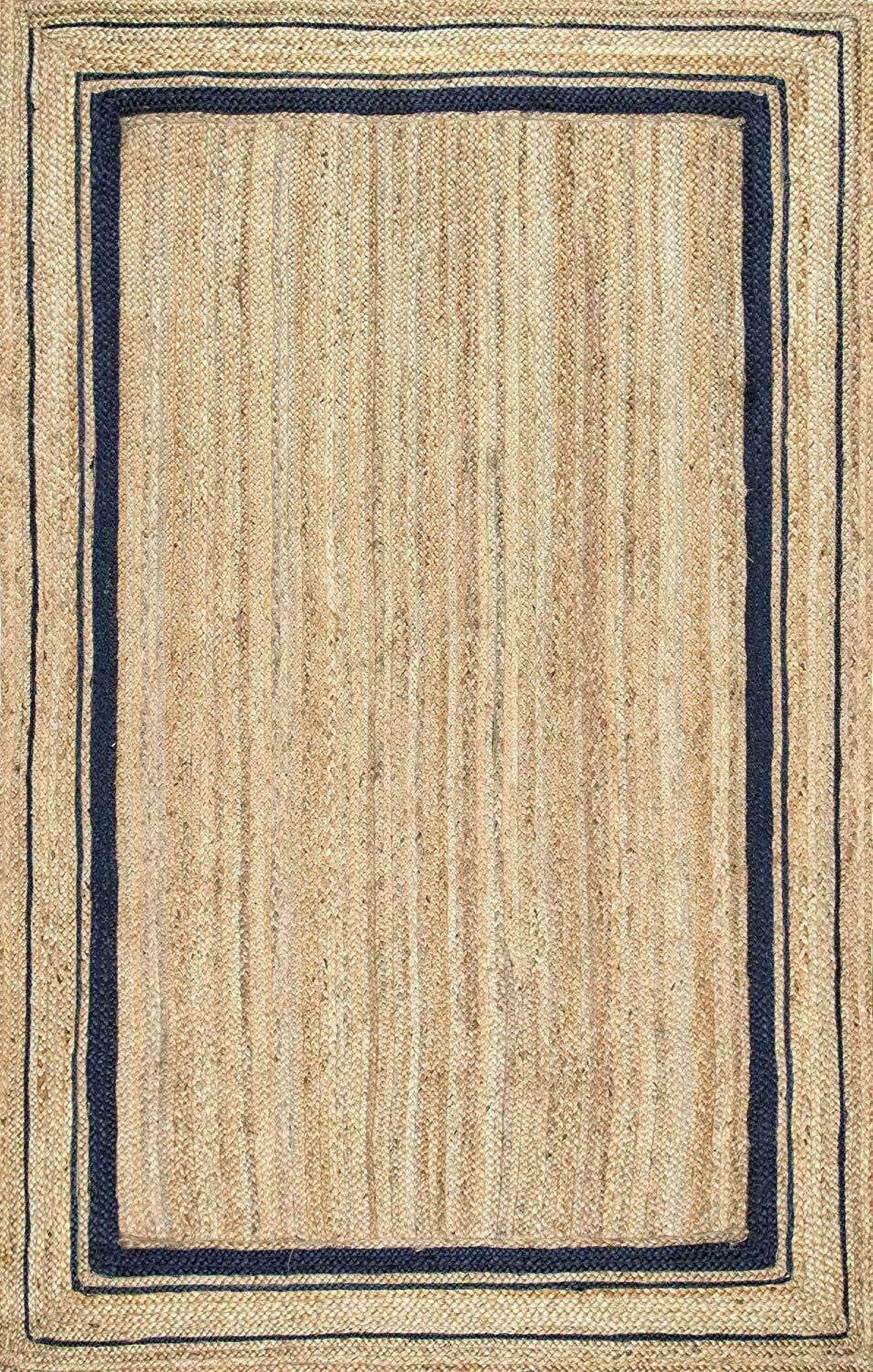 Agro Richer Black Border Beige Color Natural Jute Square Area Rugs for Living, Carpet for Kitchen outdoor & Indoor Rugs (2x2" Feet)