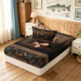 thumbnail image 5 of Manfei Vintage Deer Twin Sheets, Tribal Camo Plant Bedding, Dark Brown, 3 Pieces, 1 Flat Sheet, 1 Fitted Sheet and 1 Pillowcase, 5 of 6