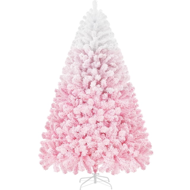 Árbol de Navidad Yaheetech de pino con bisagras de 2,28 m y 1284 puntas, color rosa