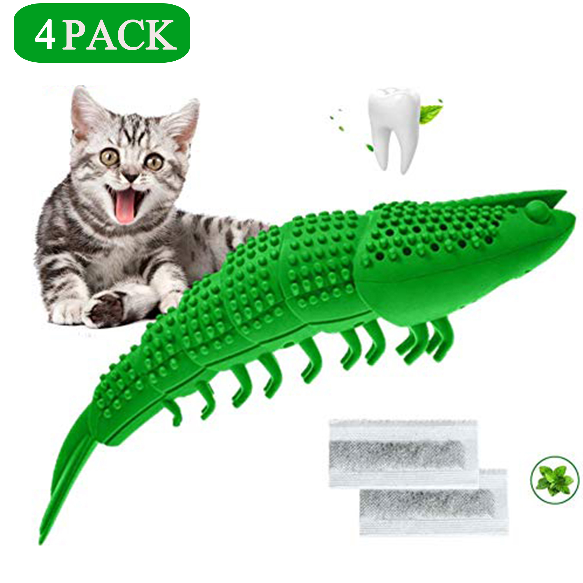 Cat Toothbrush Catnip Toy Durable Natural Rubber MultiFunction