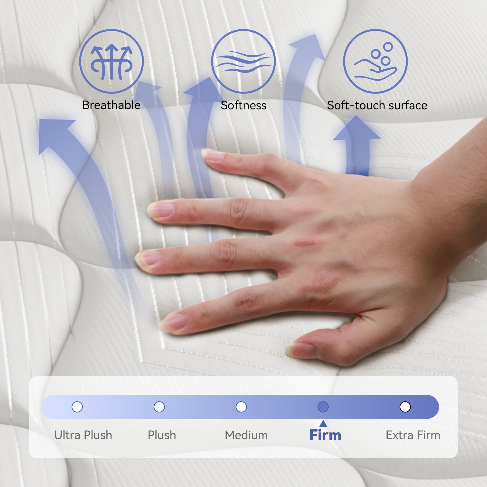 Babo Care Twin Mattress,8 Inch Hybrid Mattress,Memory Foam with Individually Pocket Springs,Firm Mattress in Box,CertiPUR-US,Anti-Static Fabric
