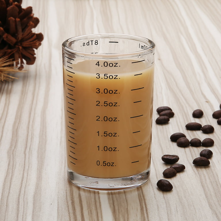 BCnmviku Measuring Cup Shot Glass 4 Ounce/120ML Liquid Heavy High Espresso Glass Cup Black Line