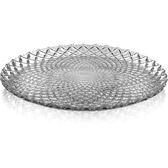 Regent Square Mirror Charger Plate - 14 Inch Crystal & Glass Dinner Plate For Weddings & Formal Events (Silver)