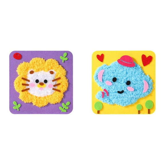 Linnyunggg DIY Embroidery Doll Set For Kids Sewing Arts And Crafts Kit Easy To Do Cartoon Animal Sewing Projects Yarn Board Animals Diy Crafts for Adults Photography Easter Arts And Crafts for Kids