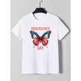 thumbnail image 1 of Men's Patriotic Independence T-Shirt - American Flag Butterfly Print Casual Short Sleeve Tee, 1 of 6