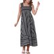 thumbnail image 2 of VESTIDO MAXI BOHEMIO SIN MANGAS CUELLO CUADRADO FRUNCIDO RAYAS PLAYA S NEGRO, 2 of 5