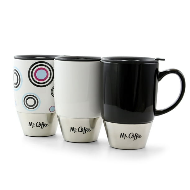 Mr. Coffee Couplet 15oz Ceramic and Stainless Steel Travel Mugs in